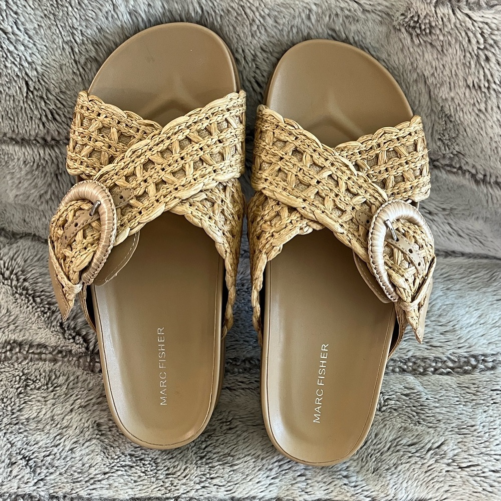 Marc Fisher Women's Beige Woven Sandals